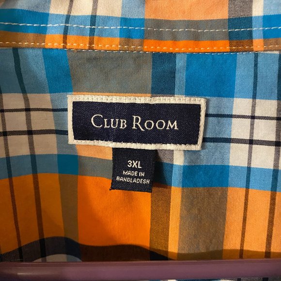 Club Room 3XL Men's buttondown SS Shirt, orange, blue, white color - Picture 3 of 5